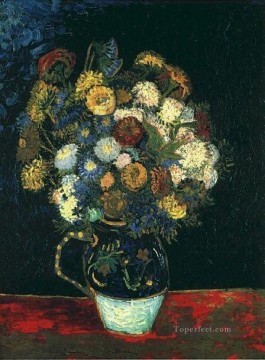  flores - Bodegón Jarrón con Zinnias Vincent van Gogh Impresionismo Flores